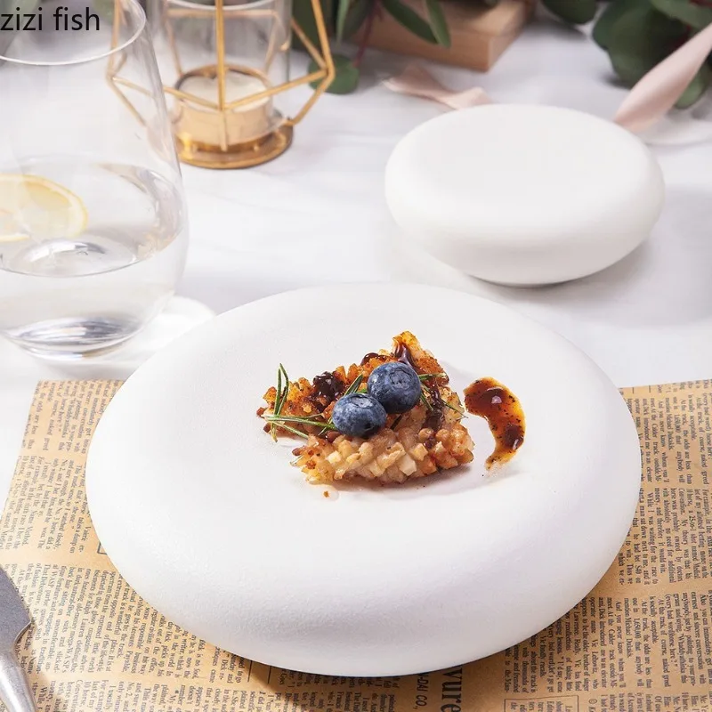 White Ceramic Tableware Dinner Plate Cooking Plate Steak Plates Sashimi Disc Snack Tray Sushi Plates Dessert Bowl Dim Sum Dish