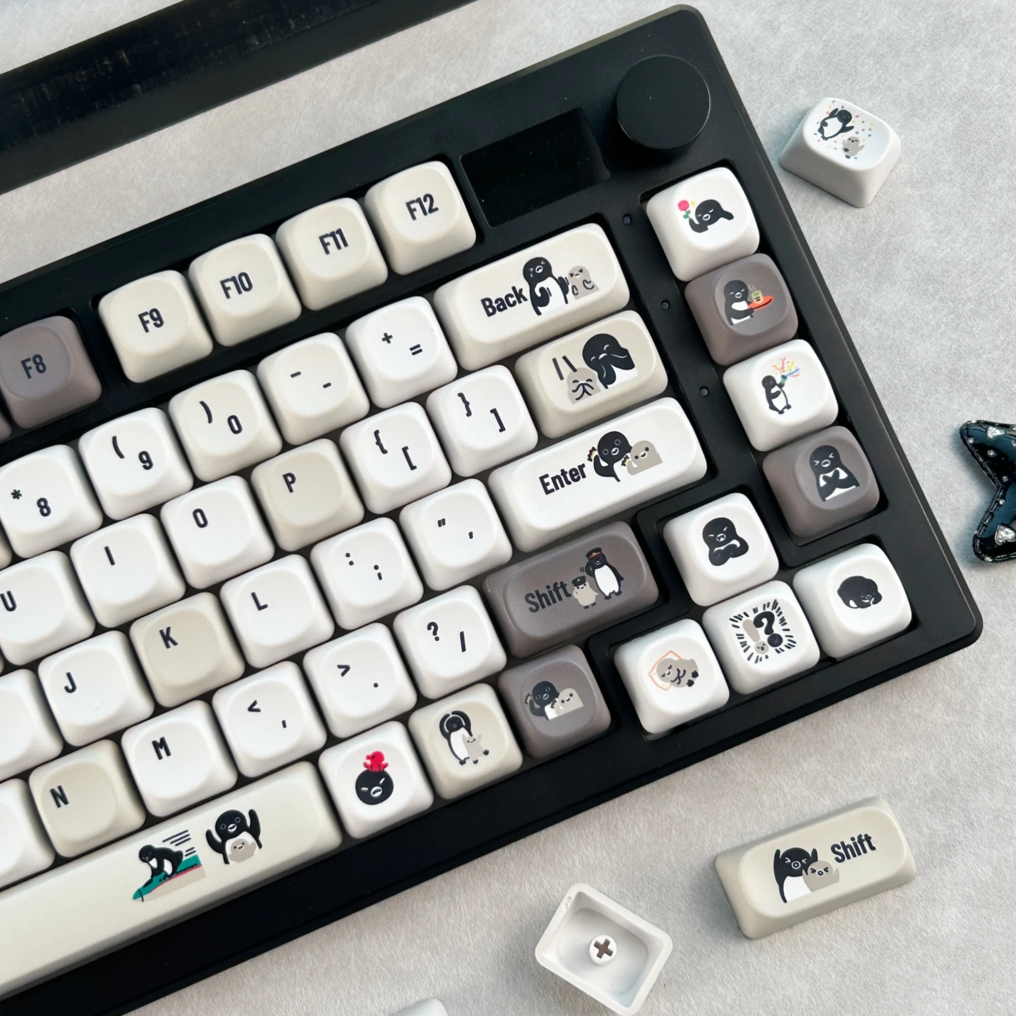 MAIMOOO Simple Pingu Penguin Keycaps MOA Cherry Profile Retro Cute Keycap PBT Custom Korean/Russian/Thai Mechanical Keyboard Cap