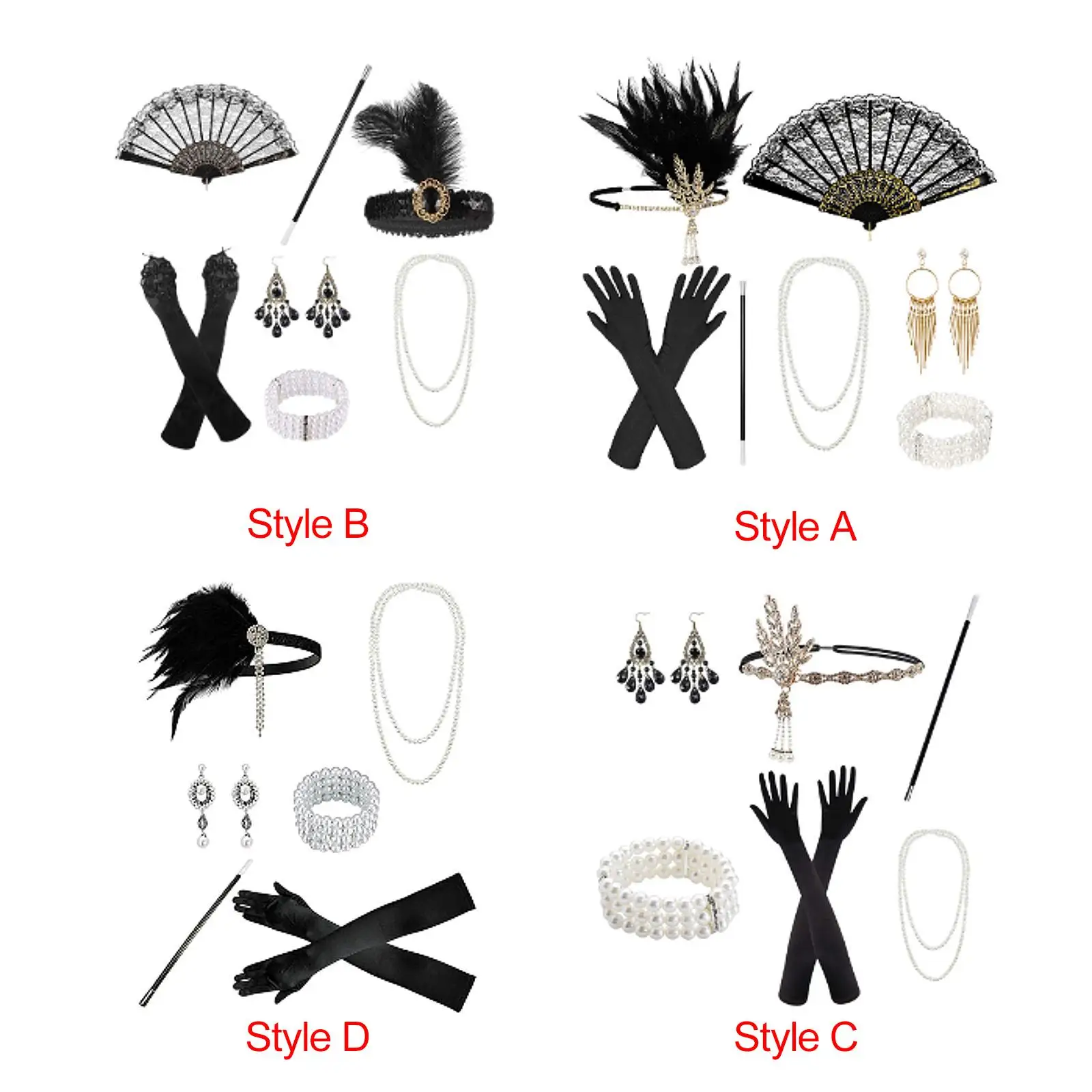 Women 1920S Accessories Set, Headband with Gloves, for Wedding