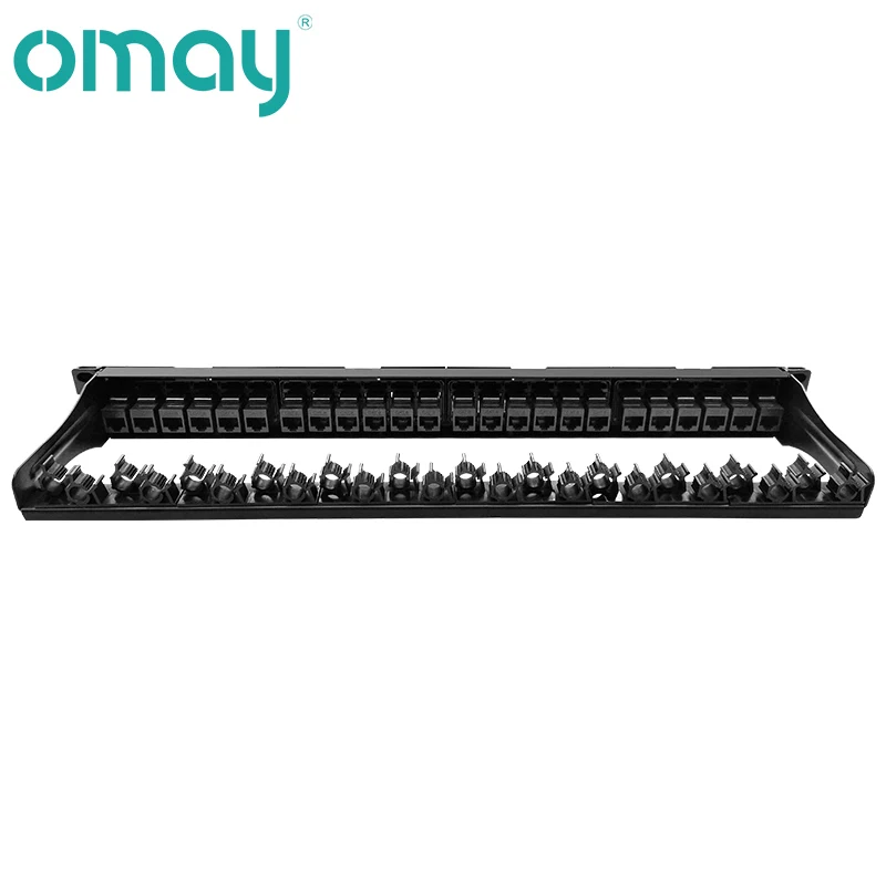 OMAY-Soporte 1U de 19 ", 24 puertos CAT6, Panel de parche, adaptador de red RJ45, conector Keystone, marco de distribución Modular