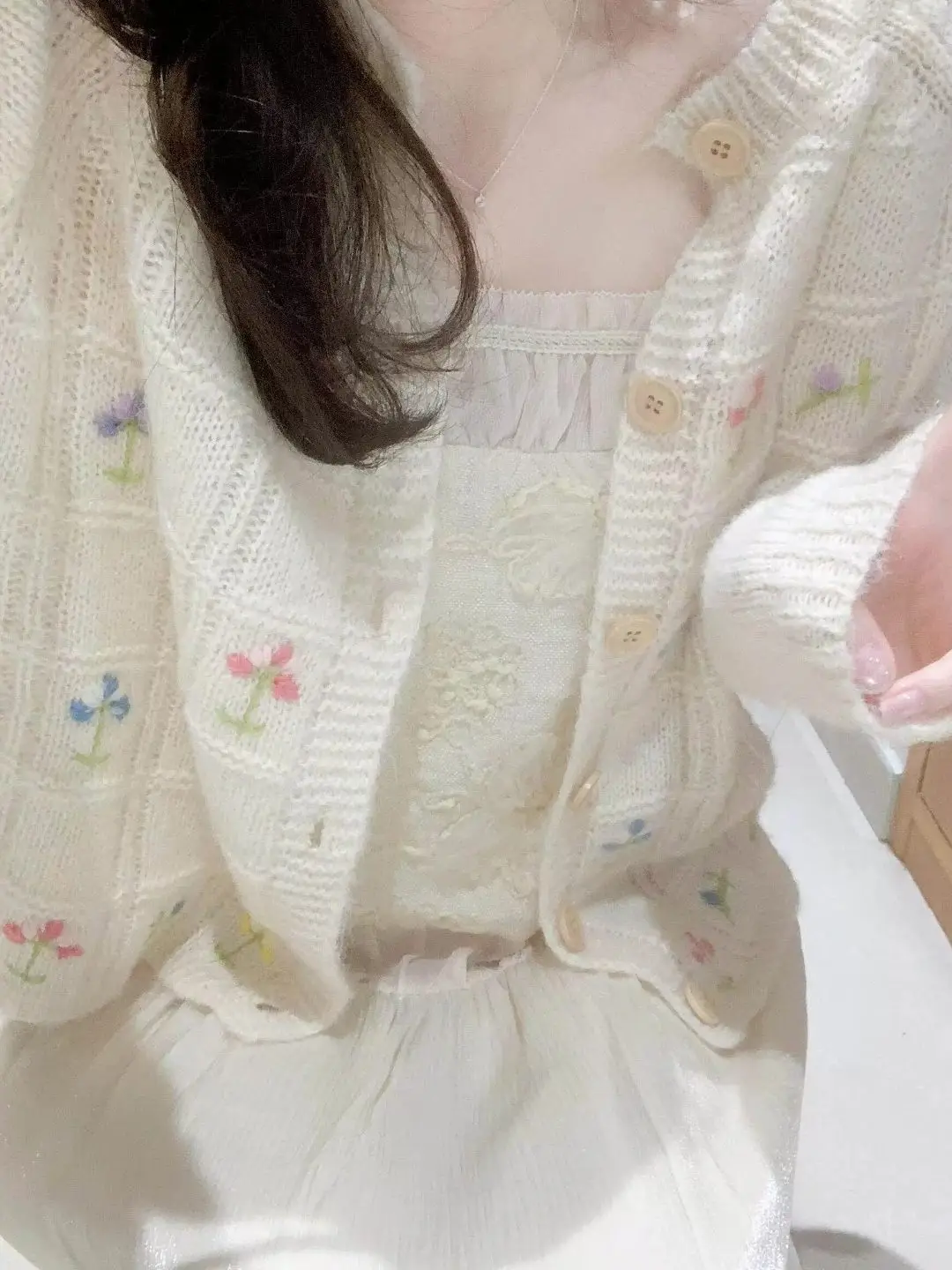 Hand Embroidered Knitted Open Cardigan Women's Slim Fit Fashionable Autumn Outerwear Soft Polyester Fiber Long Sleeve Regular...