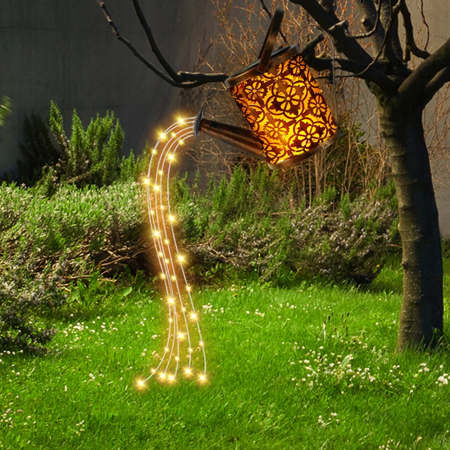 Solar Fairy Watering Can Sprinkler Light for Outdoor Garden Decor