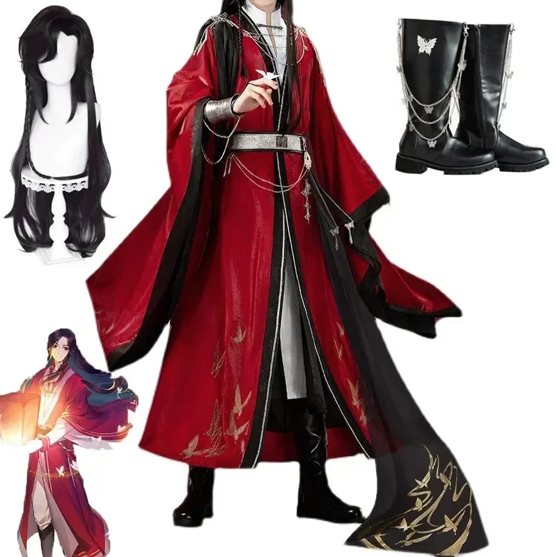 Anime Tian Guan Ci Fu Cosplay kostiumy Hua Cheng Cosplay San Lang czerwone zestawy Hua Cheng imprezowa kostium na Halloween peruka