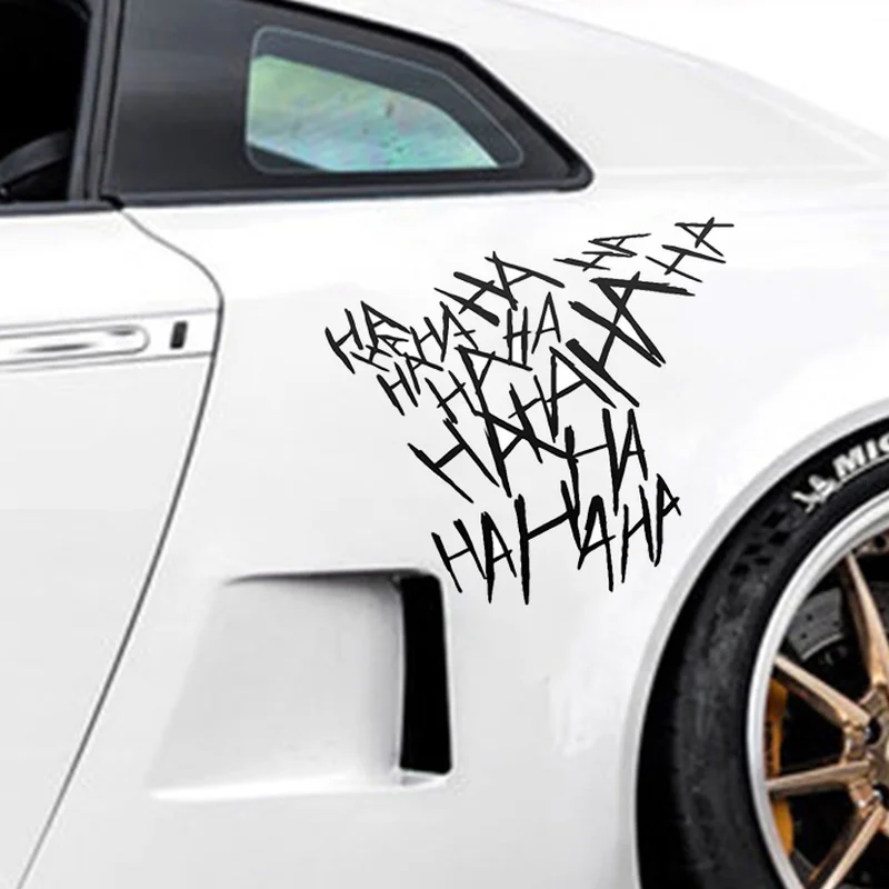 

Наклейки HaHaHa с надписью для стайлинга автомобиля, кузова, окна, мотоцикла, шлема, виниловые наклейки, Декор, креативные модные автомобильные лазерные наклейки