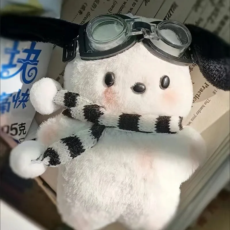 Kawaii Sanurgente Pilot Pochacco Plushie Keychain, Rule Style Bag, Face Plush Butter, Cartable, Puppy Pendant, Children Gift