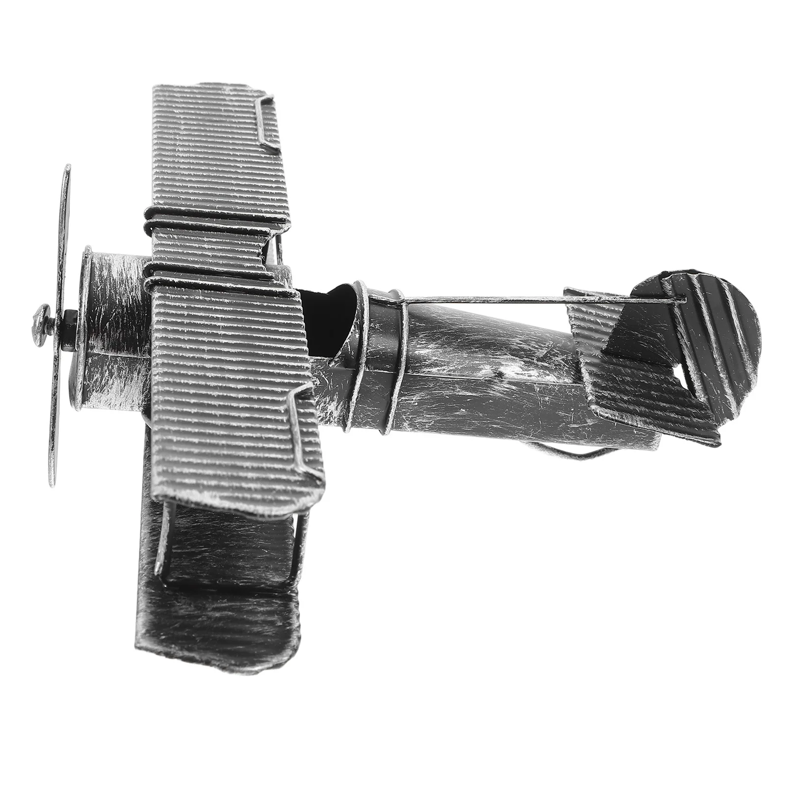 

Vintage Iron Airplane Retro Biplane Ornament Distressed Finish Hand-Painted Metal Aircraft Decor Room Living Space Desktop