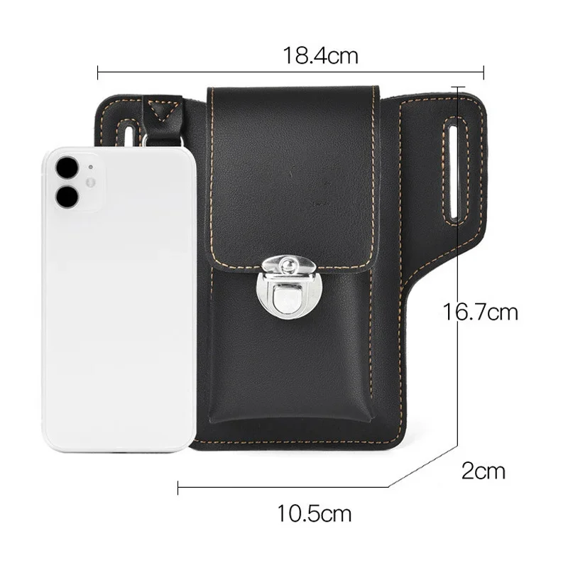 Waterproof Leather Men Mobile Phone Storage Waist Bag For Iphone Samsung Huawei Universal Multifunctional Card Bag Fanny Pack