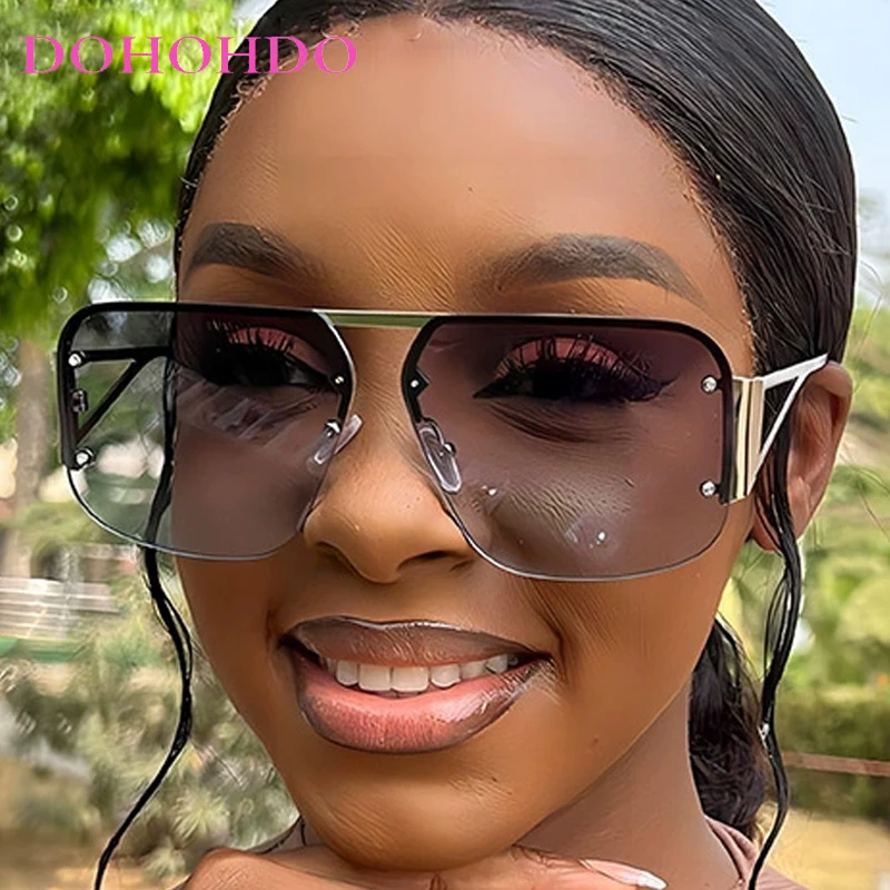 

Trendy Luxury Designer Oversized Square Pilot Sunglasses For Women Men Metal Fashion Sun Glasses Driving Travel Sunglasses UV400
