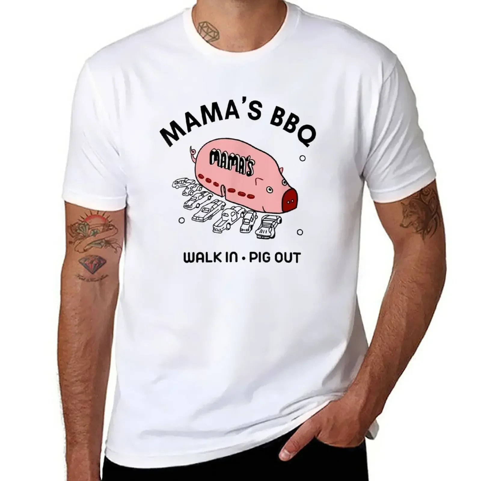 Mac Mama's BBQ Walk In Pig Out Sunny Summer Gift T-Shirt graphics new edition oversized Men's t shirts