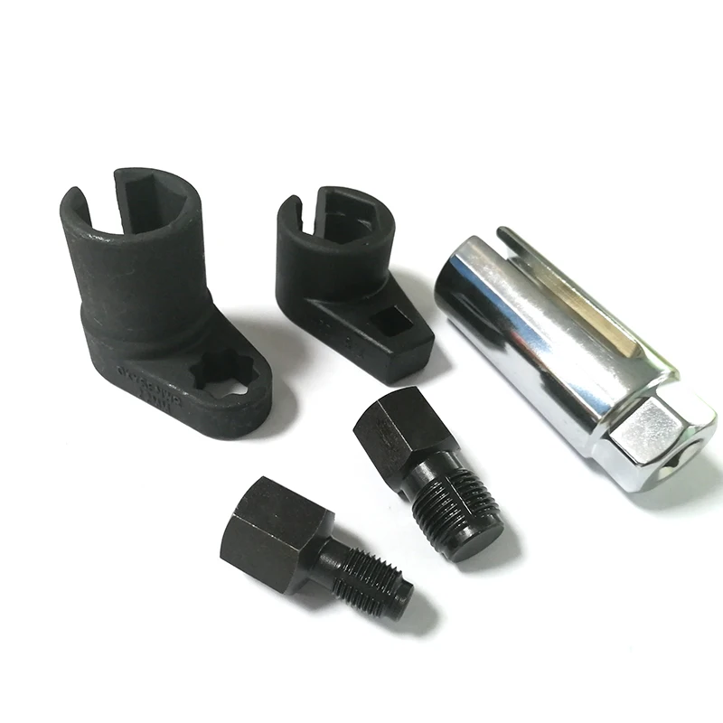 5PCS Automotive O2 Sensor Tool Kit 22mm Socket Thread Chaser M18x1.5 CR V Steel 1/2 Drive Removal Set