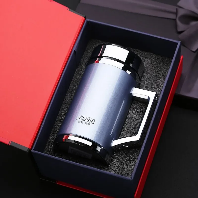 

480ml Creative Gift Cup Stainless Steel Vacuum Flask Thermos with Handgrip Filter Coffee Tea Mug Thermal Water Bottle Gift Box
