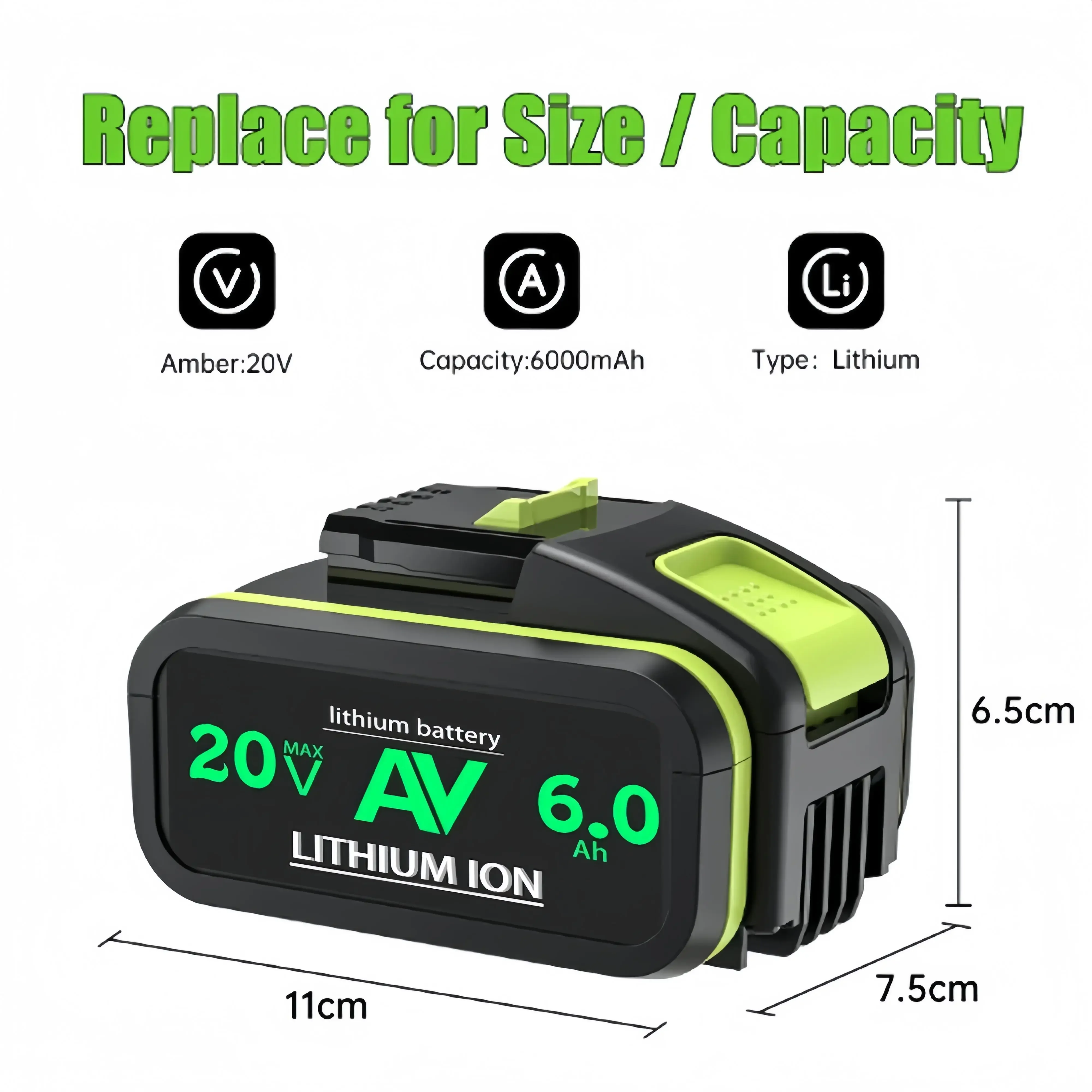 20V 6000mAh Battery For Worx WA3553 20V Cordless Power Tool Battery WA3572 WA3553 WX390 WA3551 WX176 WX178 Spare Batteriies