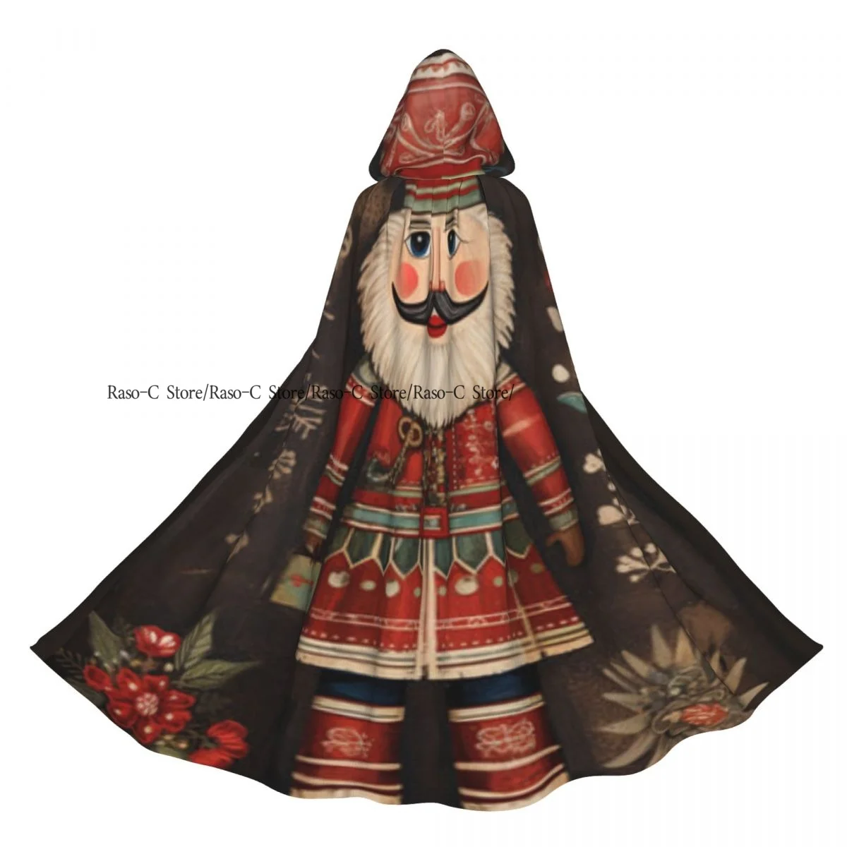 Adult Cloak Cape Hooded Nutcracker Soldier Figurine Whimsical Christmas Medieval Costume Witch Vampire Elf Purim Carnival Party