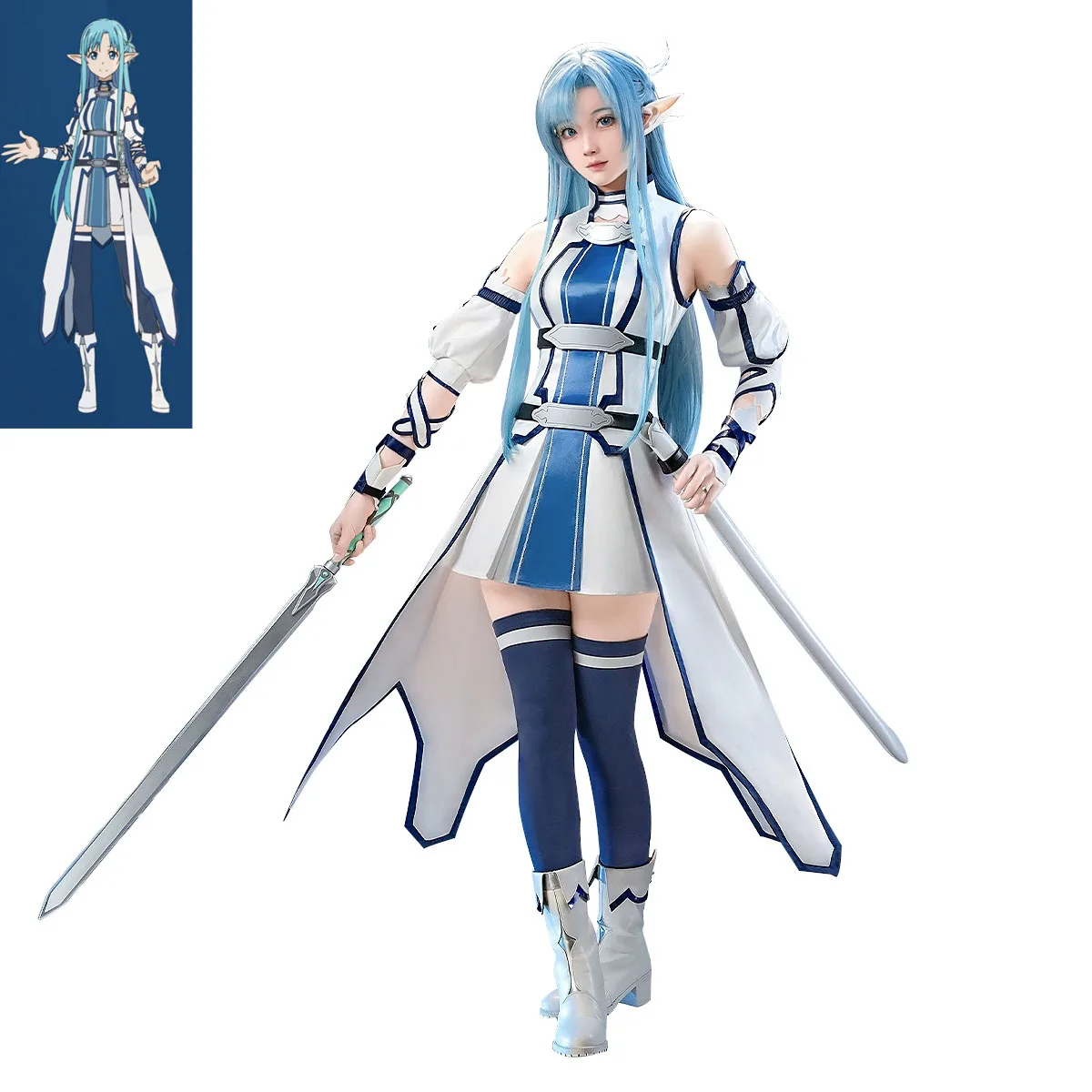

Аниме Sword Art Online Юки Асуна Косплей Костюм Женское Фэнтези Платье Эльфийские Уши Костюмы Хэллоуин Рождество Карнавальная Вечеринка Одежда