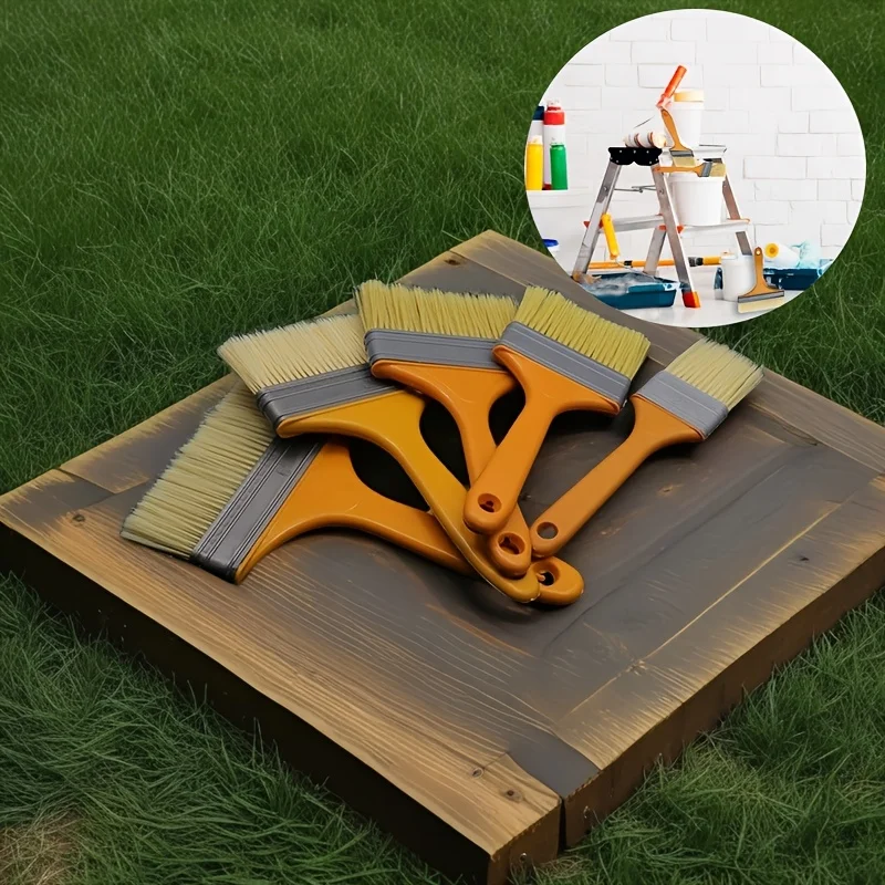 مجموعة فرش طلاء بمقبض بلاستيكي مكونة من 5 قطع - فرش بأحجام مختلفة، مناسبة للرسم والتنظيف وتطبيق الجدار. #2