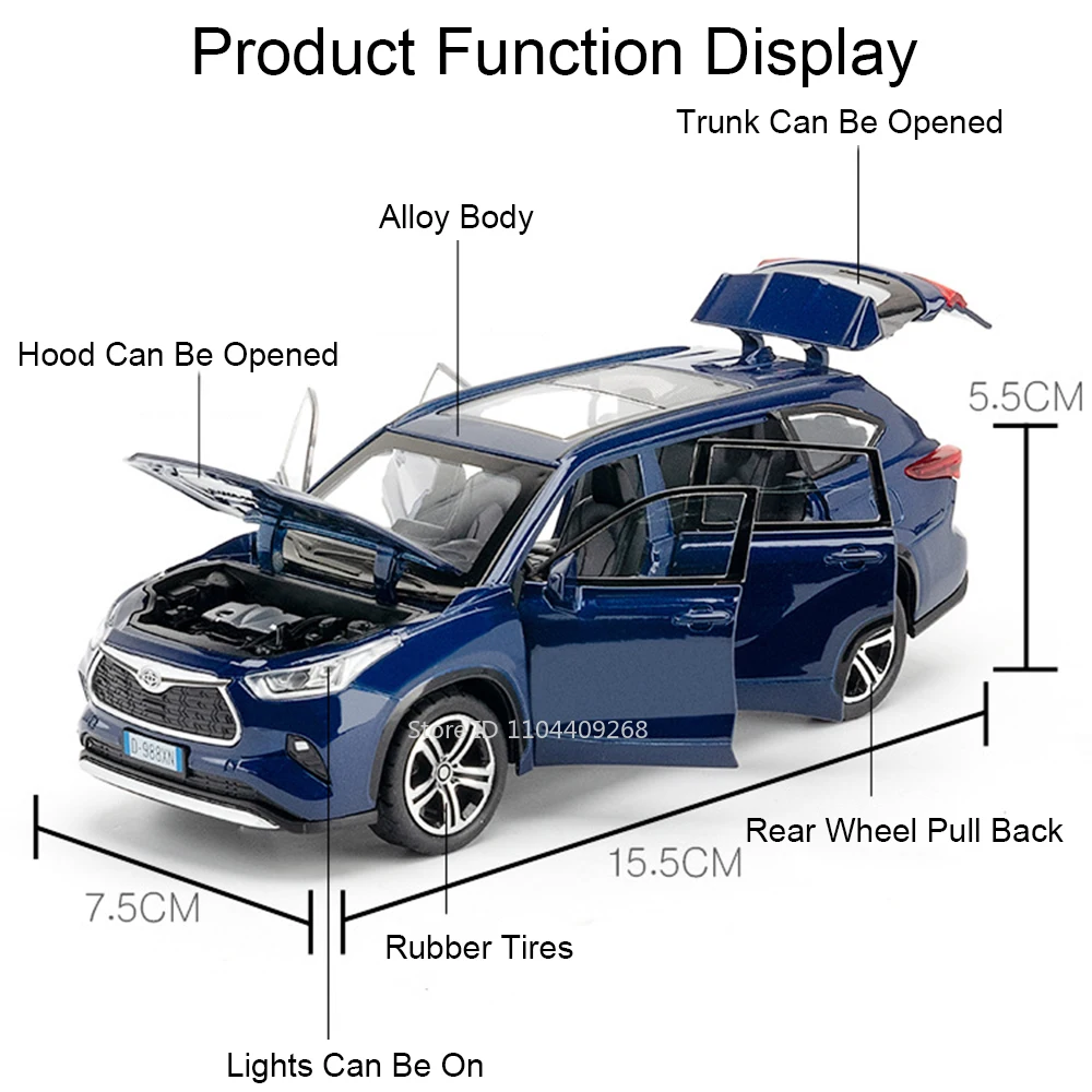 Modèle de voiture de sport Highlander GR86, échelle 1:32, jouet en métal moulé sous pression, véhicule Miniature, lumière sonore, modèles de Collection, cadeau pour garçon