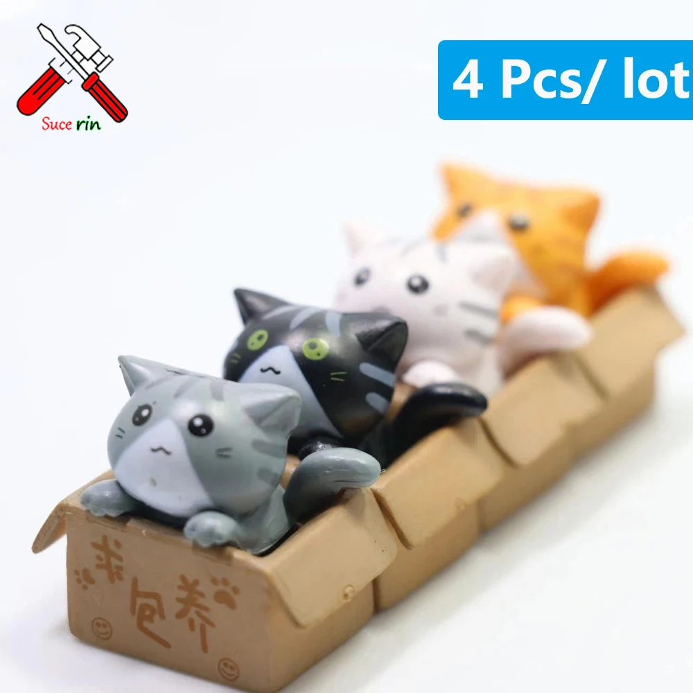 1/4Pcs Mini Kawaii Cat Ornament Garden Kitten Statue Gift Kids Children Baby Room Decoration Toy Miniature Figurines Home Decor