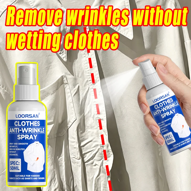 LOORSAN 50ML Anti-Wrinkle Clothes Spray Instant Fabric Smoothness No Iron Needed for Shirts Suits & Dresses