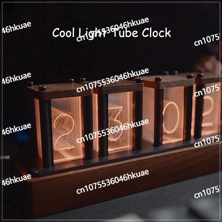 

LED Luminous Tube Clock Retro RGB Pseudo Diy Desktop Ornaments Creative Digital Display Vintage Glow Tube Clock