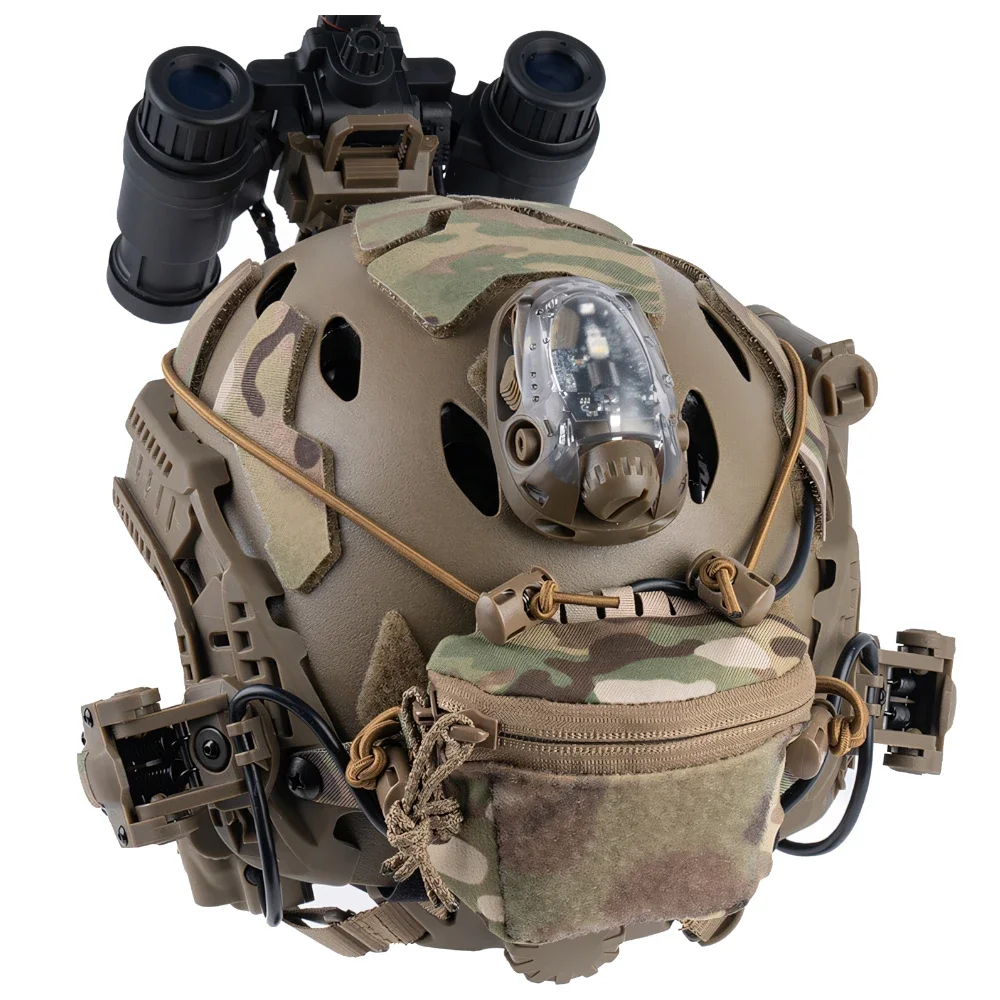 Wosport Tactical SC Helmet Pouch NVG Battery Box Storage Dual Zipper Hook and Loop Mount Cable Routing for Tactical Airsoft