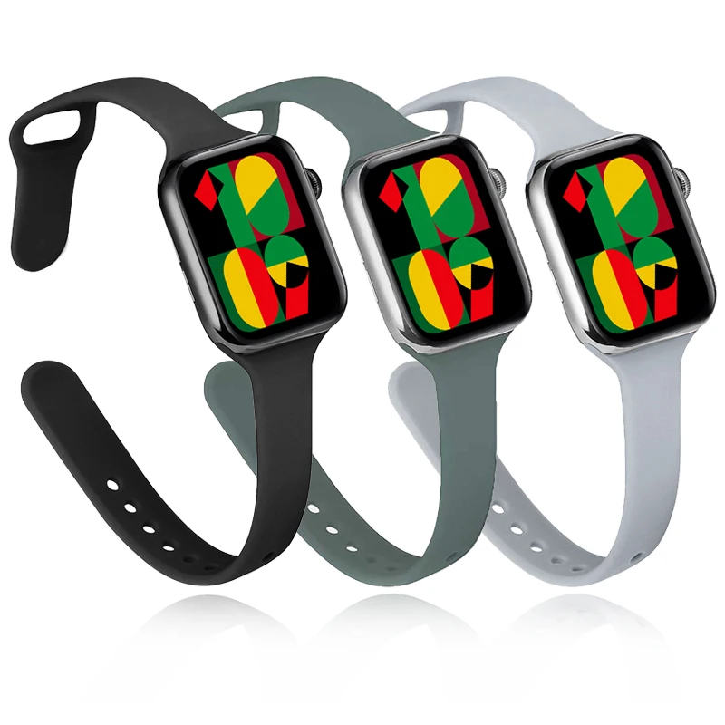 Schlankes schmales Armband für Apple Watch Ultra 49mm 41mm 40mm 42mm 44mm 45mm Band Sport Silikon Armband iwatch Serie 9 8 7 6 5 4 3 se