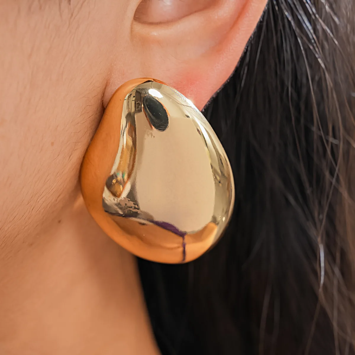 Kshmir Vintage Glossy Geometric Metal Stud Earrings for Women European American Personality Exaggerated Party Jewelry Gifts