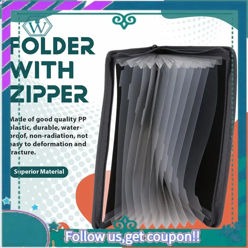 

Upgraded 13 Pocket File Folder Storage Rack,File Box Storage Bag,With Zipper, Suitable For A4 Paper, Banknotes,Document Receipt