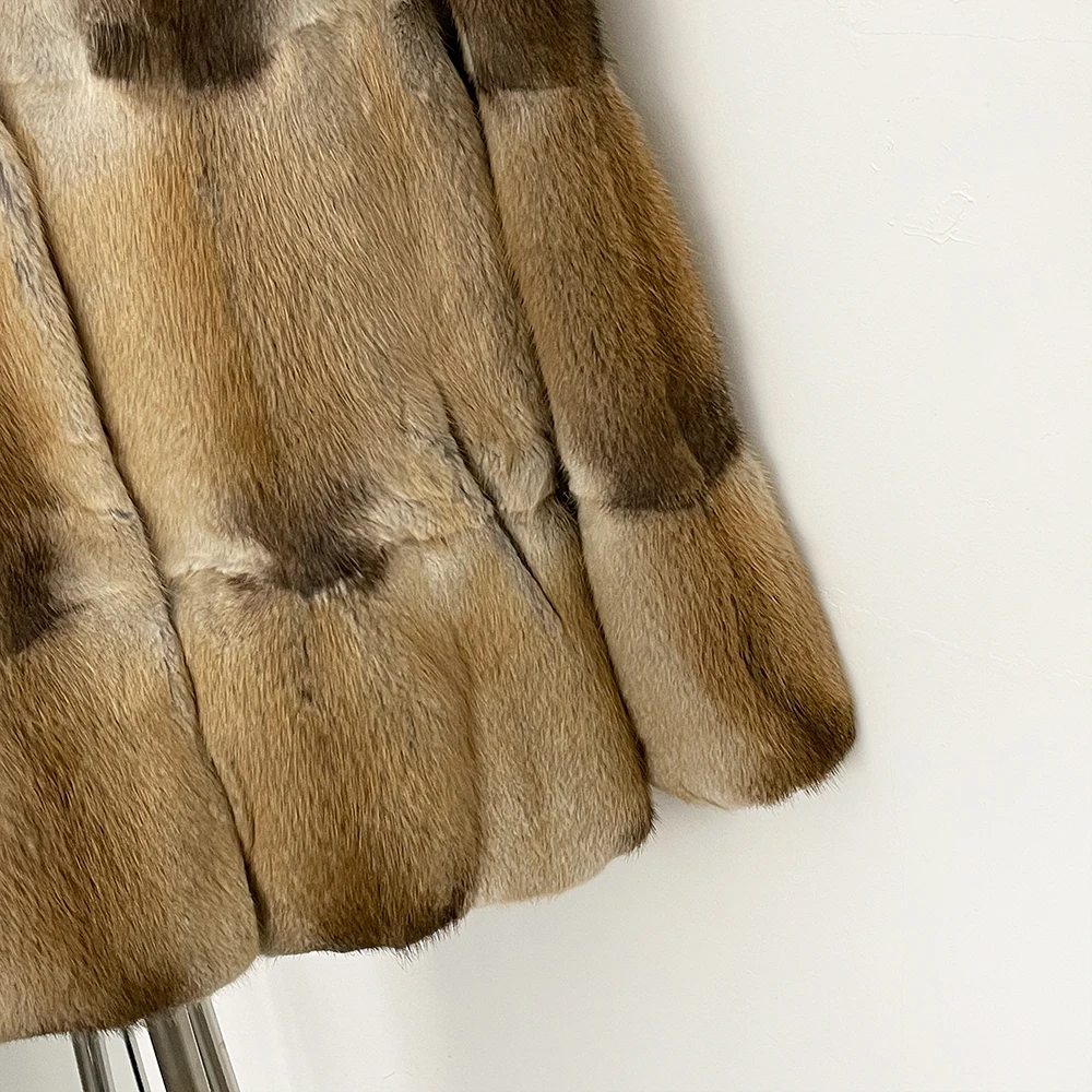 MENINA 2025 Winter V-neck Top Clothes Female Luxury Real Mink Fur Warm Jacket Women Natural Fur Long Sleeves Coat Outerwear Lady