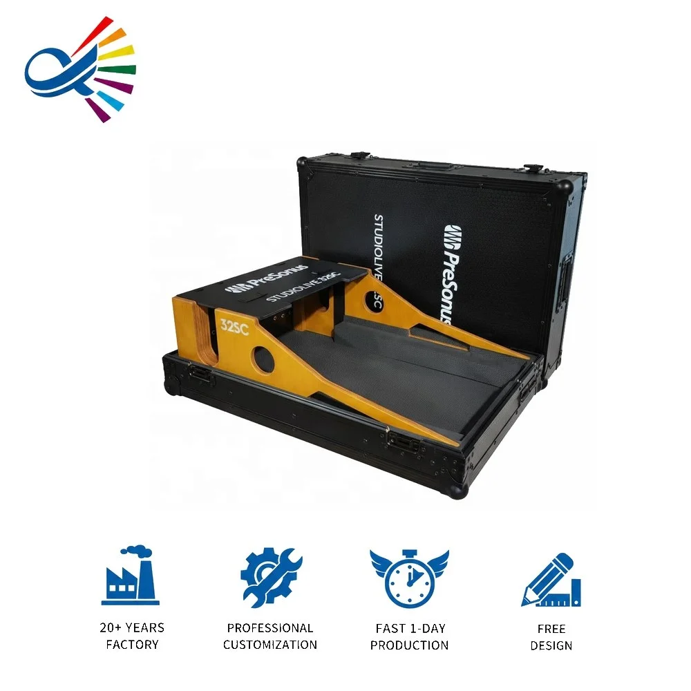 Estuche de transporte de aluminio OEM ODM de gran venta para consola mezcladora Presonus-32sc con compartimento para accesorios