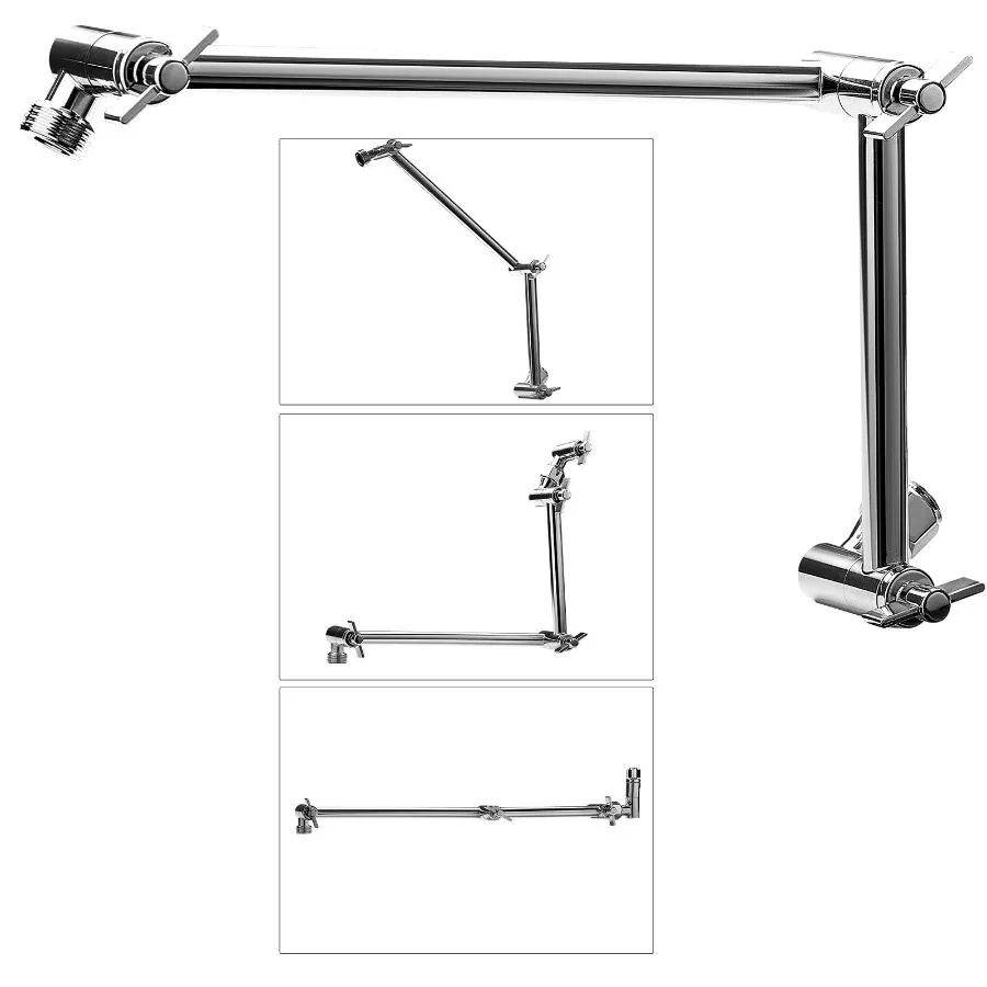 

Shower Head Extension Arm 16 inches Brass Shower Arm Extender with Flexible Adjustable Angle Height Chrome Finish G1/2 Un