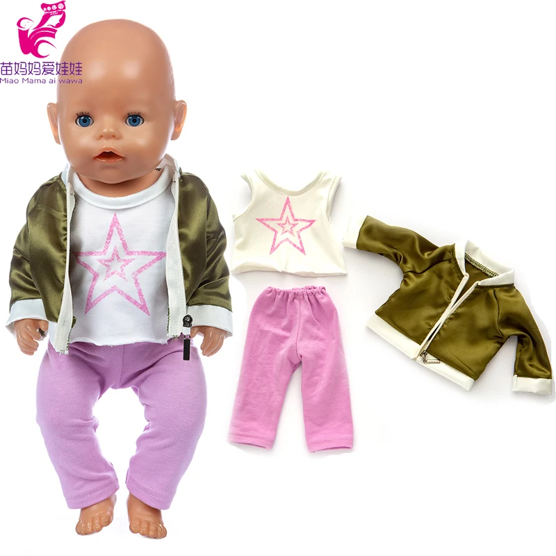 Baby Doll Clothes 43cm Spring Green Sport Suit  for 18 Inch Girl Doll Sport Hoody