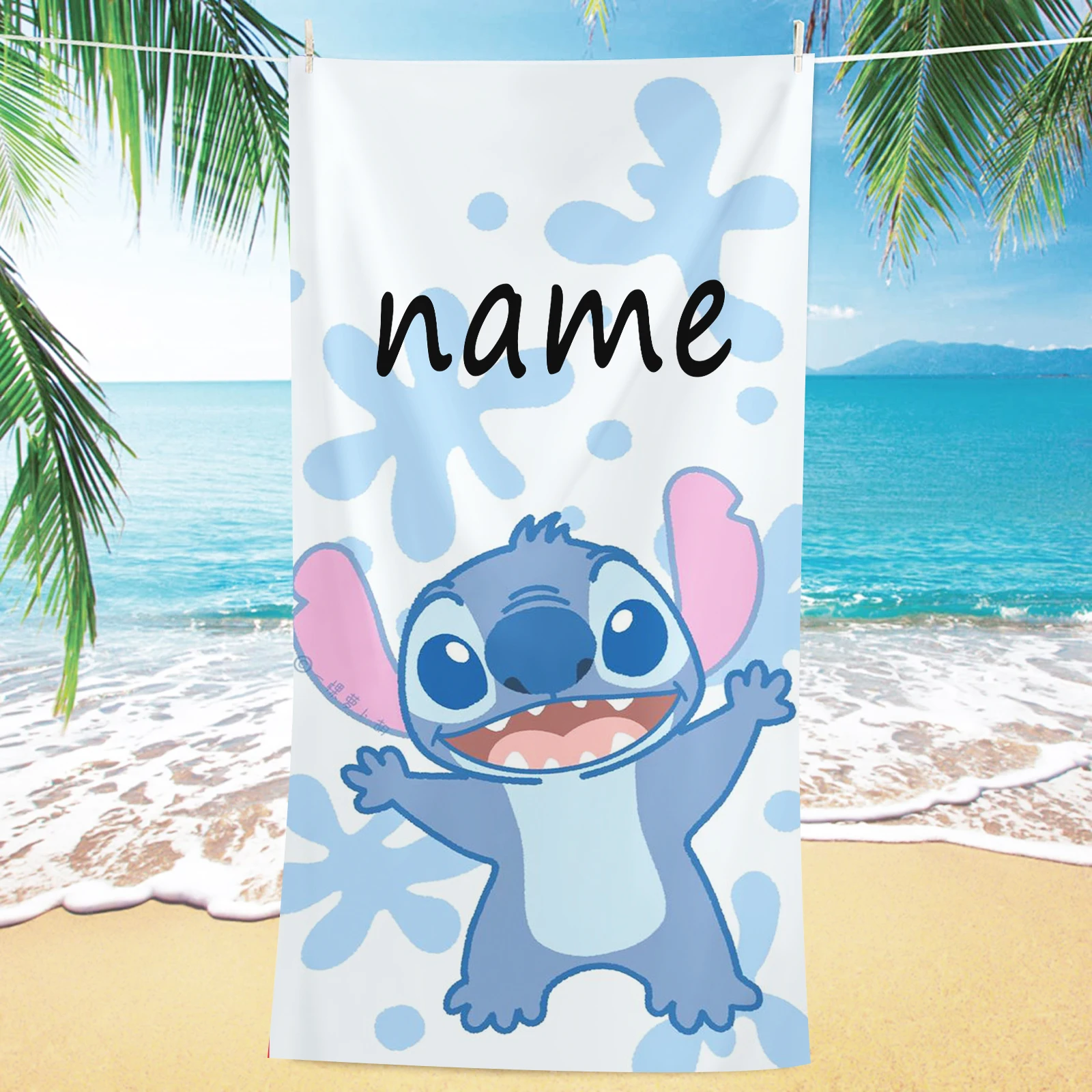 Disney Name Custom Stitch Beach Towel Images Anime Cartoons Scenery Pets Photos All Pictures Bathroom Deals Home Shower Travel