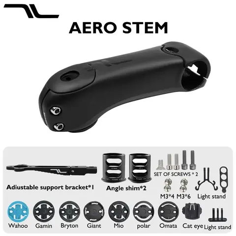 AERO Road Stem Carbon Aero Adjustable Angle 165g 31.8mm Clamp Fits Creston IC SL for Road Bikes with Accessory and Bike Mount