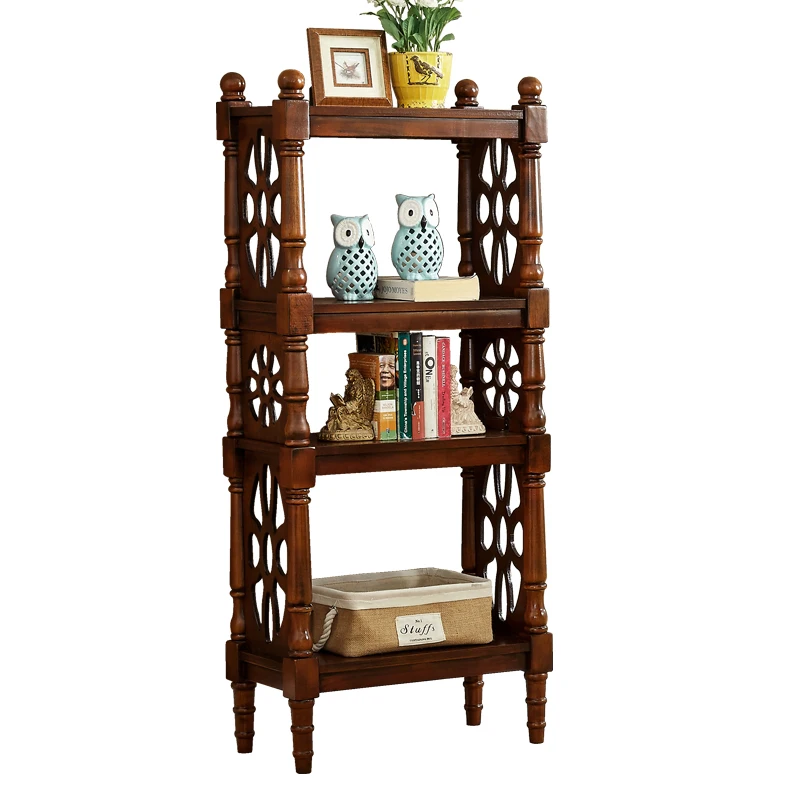 

American bookshelf floor-to-ceiling solid wood bookcase, living room multi-layer shelves, home kitchen storage rack,