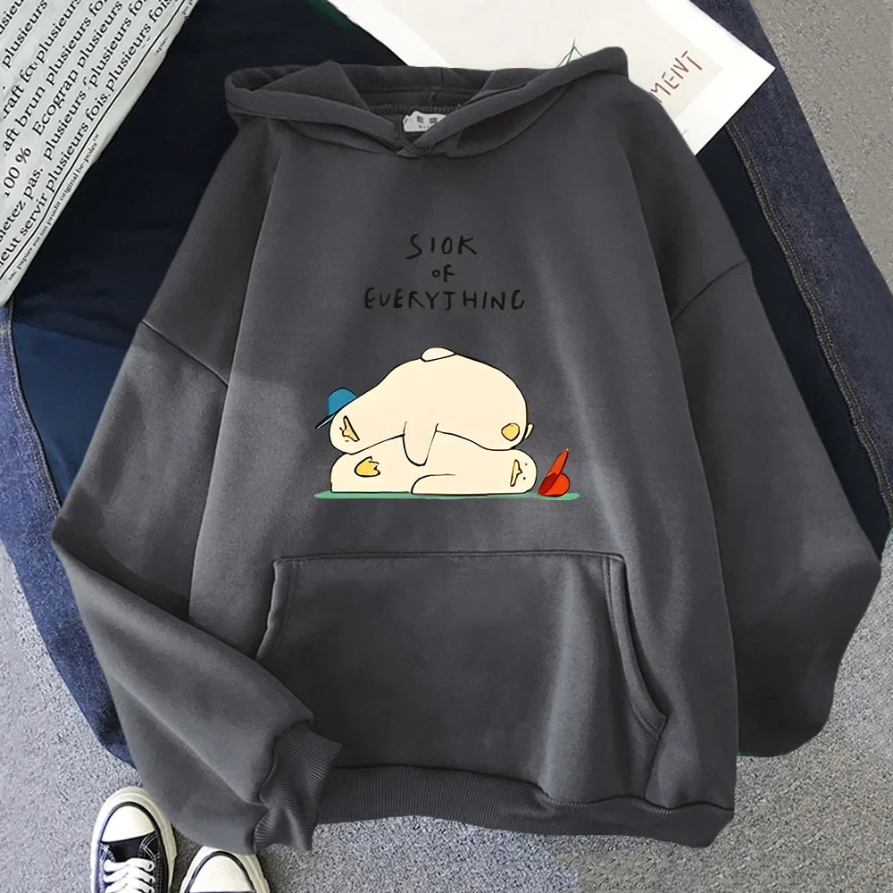 

I'm Sick of Everything Hoodies Women Men Kawaii Duck Print Sweatshirt Winter Clothes Women Y2k Top Fleece Men Unisex Pullover