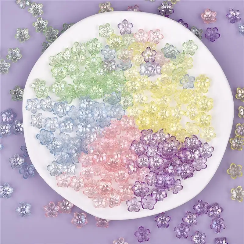 

50Pcs/bag 11mm Flower Beads Mixed Color Acrylic Loose Spacer Beads Earrings For DIY Bracelets Necklaces Jewelry Making Supplies