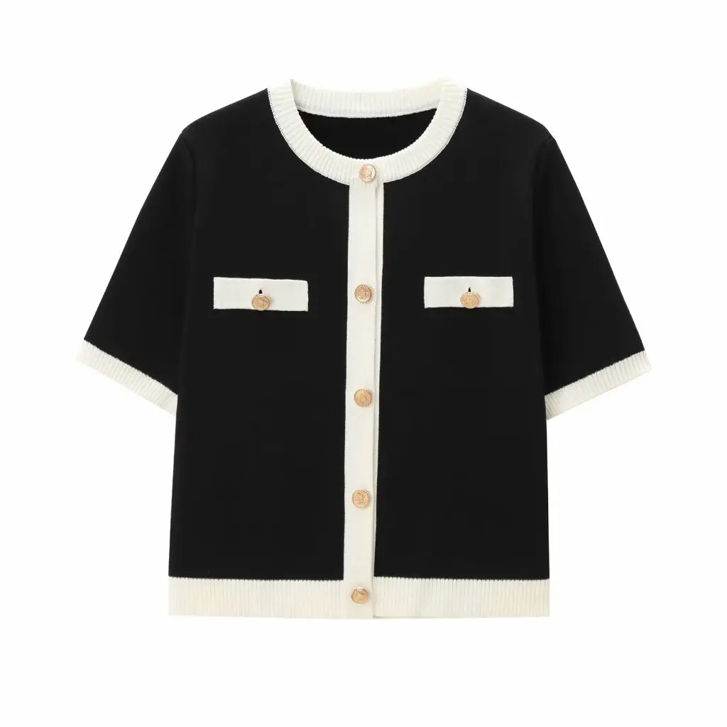 

Women's Short Sleeve Knitted Jacket European American Style Fashion Wholesale Clothing for Ladies