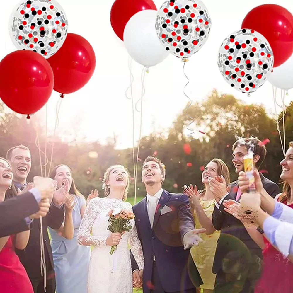 12 cali czerwone czarne białe balony girlanda zestaw łukowy konfetti cyrk BBQ kasyno impreza urodzinowa balony dekoracje na ukończenie szkoły Baby Shower — zdjęcie 6