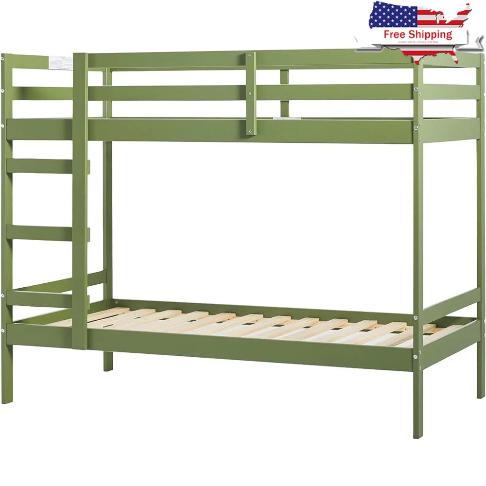 Modern Twin-Size Children's Bed Frame Bedroom Twin-Size Olive Green