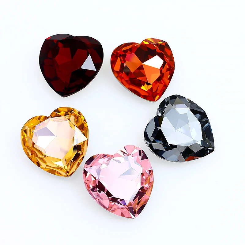 28MM Popular Gems 3D Heart Pointed Back Crystal Nail Art Rhinestone K9 Glass Loose Gemstone Diamonds For Jewelry Decoration 3005