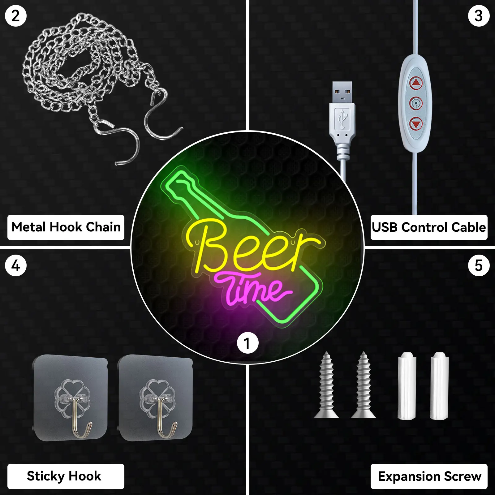 Beer Time LED Neon Light Sign For Wall Decor USB Powered Acrylic LED Neon Signs For Home Bar Club Store Pub Party Decoration