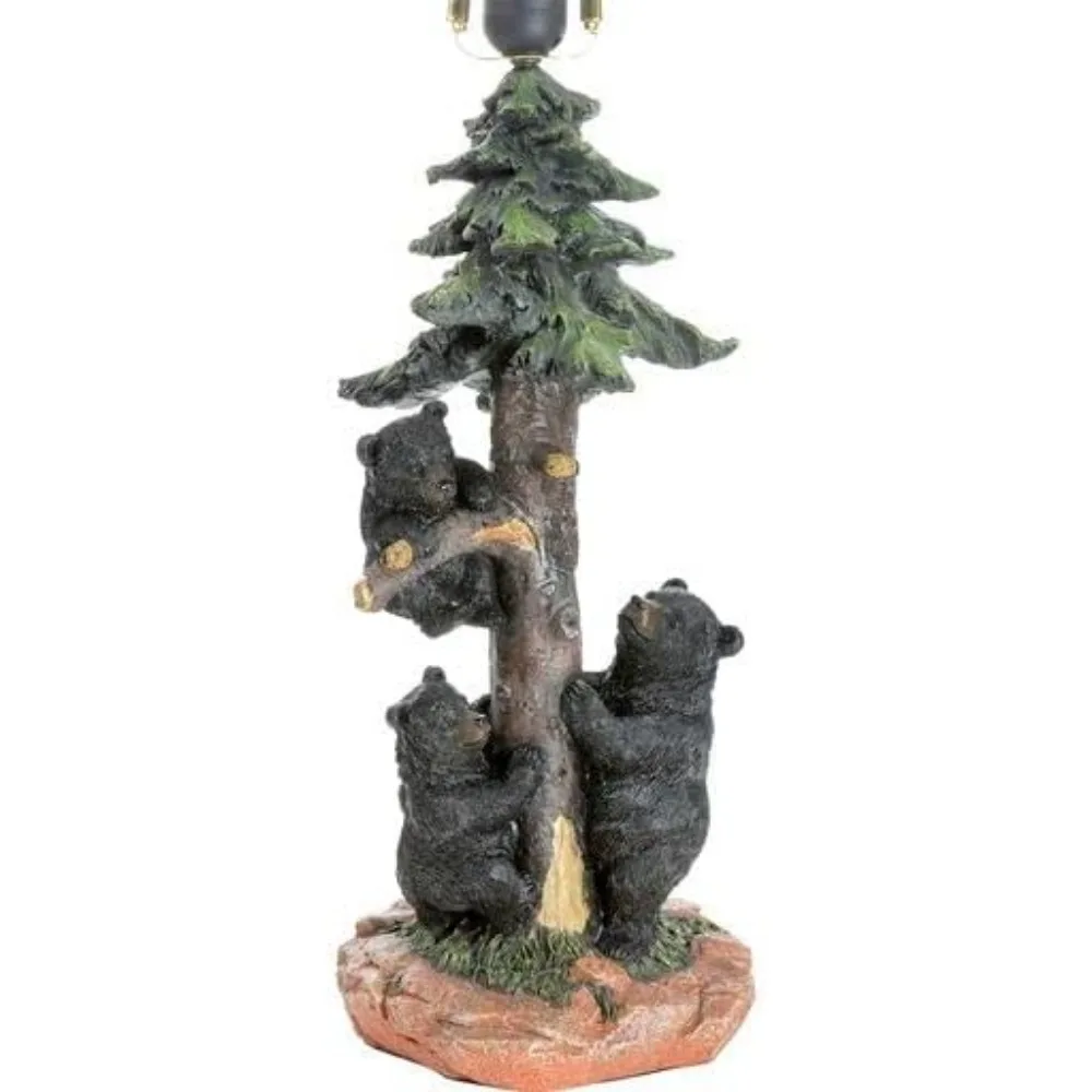 مصباح طاولة عائلي على شكل دب عتيق ريفي - كابينة، غرفة معيشة، منضدة، مكتب - طول 26.6، مثالي لديكور المنزل