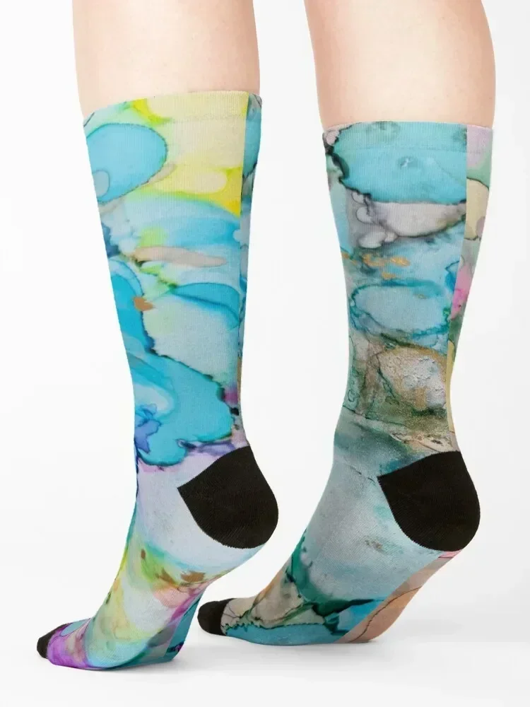 Bubbly Bubbles Alcohol Inks Socks sheer Children's retro floral Ladies Socks Men's
