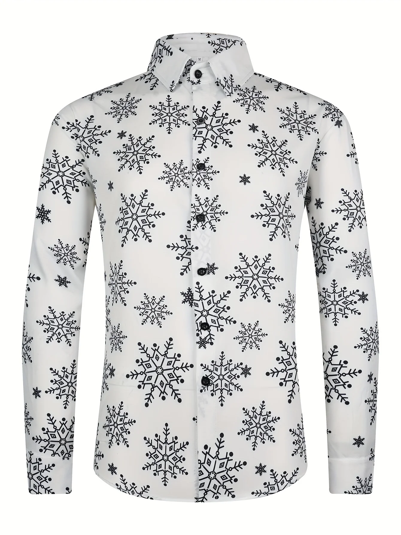 Nieuwe Mode Kerstthema Cartoon Patroon Heren Lange Mouwen Button-Down Shirt Lente En Herfst, Creatieve Herenfeestkleding