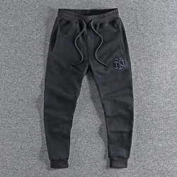 Autumn American Retro Letter Embroidered Sweatpants Men's Fashion Loose Elastic Waist Drawstring Sports Casual Ankle-tied Pants