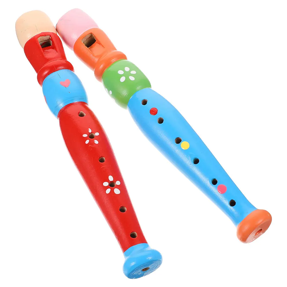 

2Pcs Wooden Flute Toys Kids Musical Instruments Safe Lightweight Christmas Birthday Gifts Children Plaything Whistle