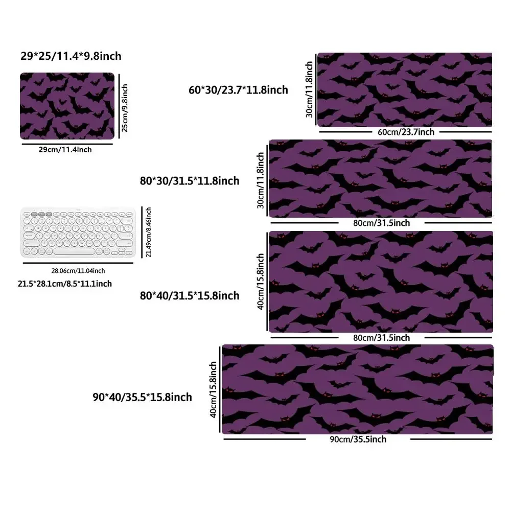 Vleermuizen Halloween Bureaumat Paars Gaming Grote muismat XXL Toetsenbordaccessoires Muismat Rubber Kawaii Muismat Gamer XXL