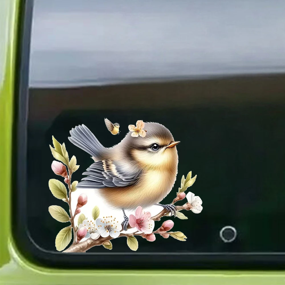 15x13cm#Cute Bird Standing On a Tree Sticker Decals, Waterproof Vinyl Stickers for Car, Laptop,  Glass Surface