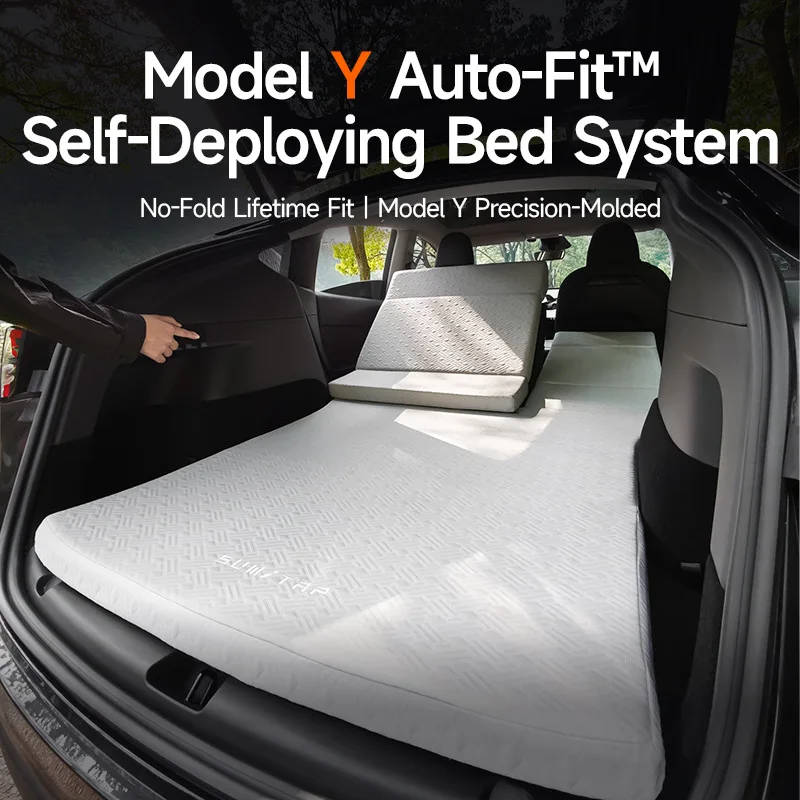 Camping Mattress For Tesla ModelY Juniper2025 Hidden Storage Memory Foam Topper Inflatable Car Bed for Camping, Foldable Perfect