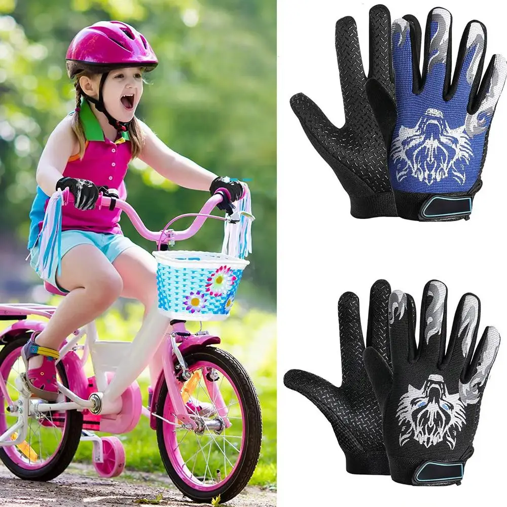 Kids Cycling Gloves Winter Warm Full Finger Bike Gloves Children Non-Slip Breathable Sport Gloves for Riding Camping Climbing